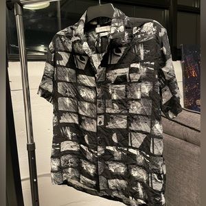 Topman black graphic button down